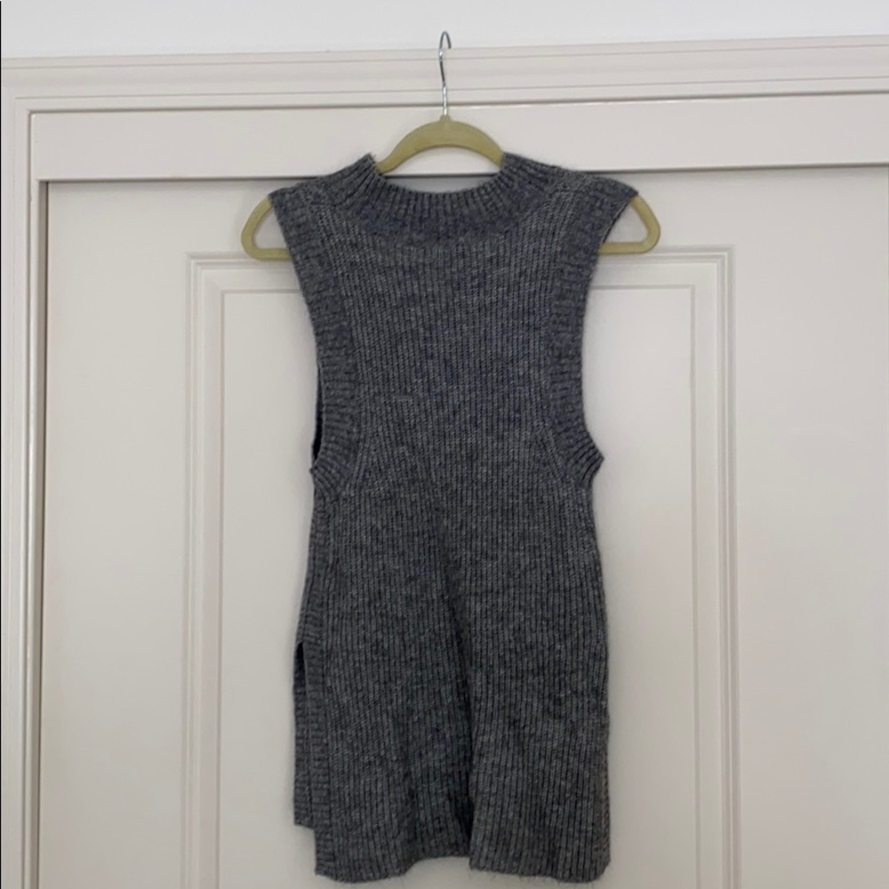 Gray sleeveless sweater